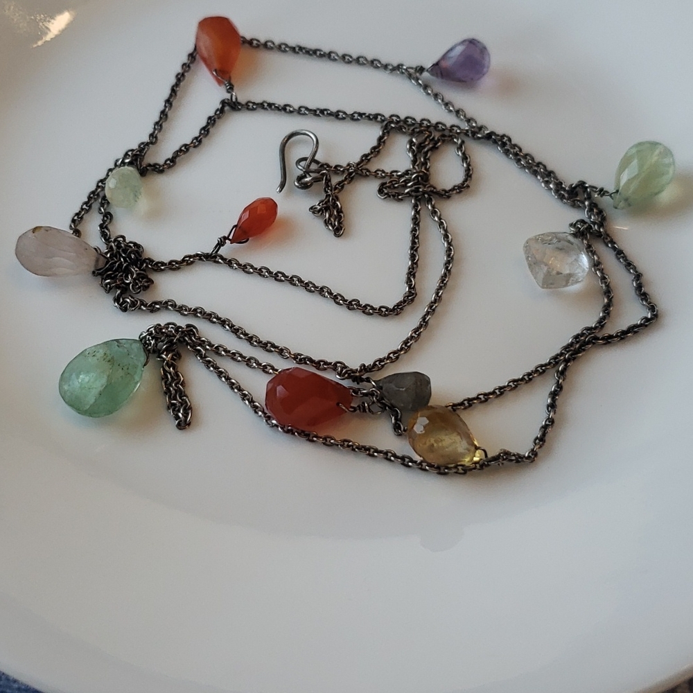ARTISAN sterling multi gemstone necklace